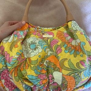 Kate Spade Sequined Canvas & Leather Multicolored Abstract Yellow Purse Handbag